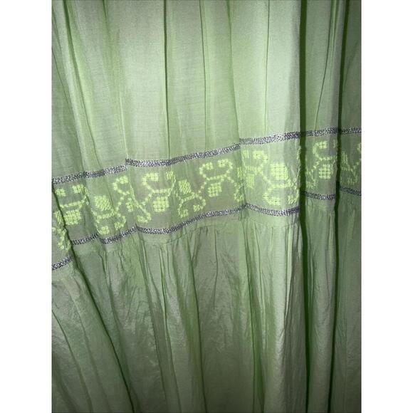 Pranella Embroidered Tiered Flutter Sleeve Floral Boho Beach Designer Dress S/M - Picture 5 of 15